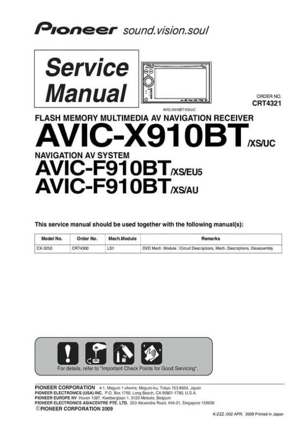 AVIC-X910BT, AVIC-F910BT, CX-3250_CRT4321_CRT4300